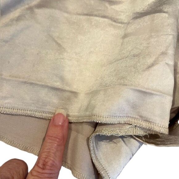 Generation Love Satin Shorts Champagne Cream Elastic Waist HEM Repair Medium - Picture 8 of 11